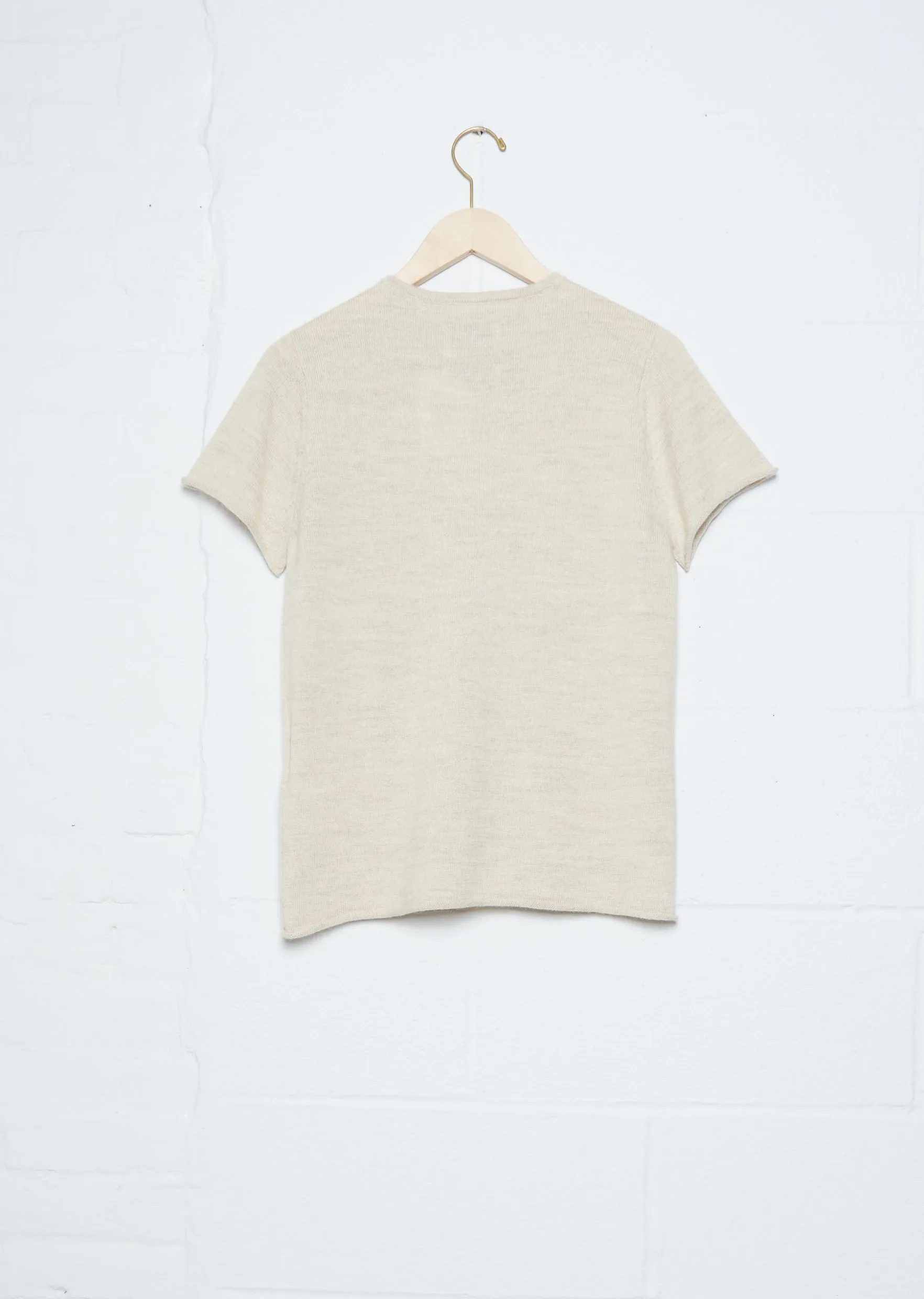 Alpaca and Wool Crewneck Tee — Ecru