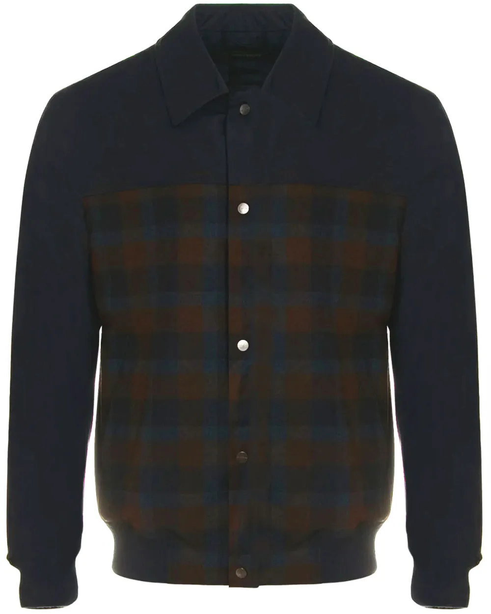 Brown and Navy Lightweight Nylon and Flannel Jacket