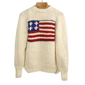 Chamula handknit American flag sweater in ivory merino wool (restock)