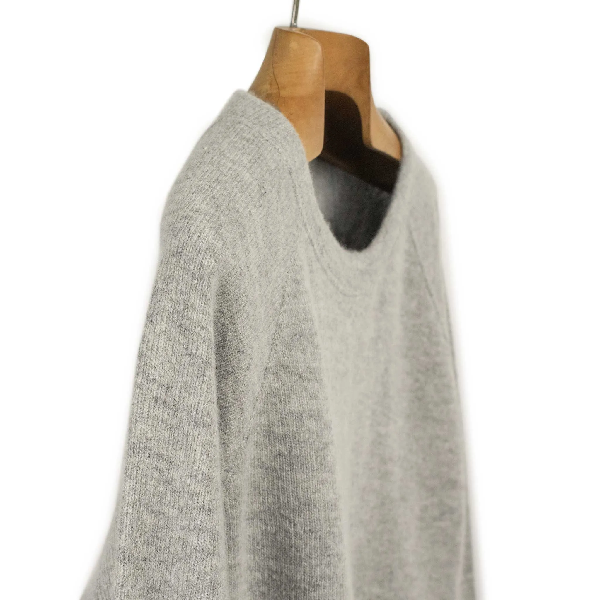 Crewneck sweater in grey double faced wool jersey