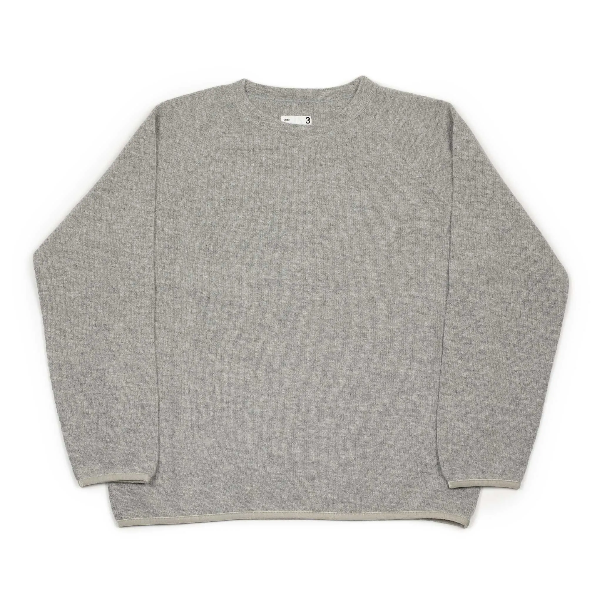 Crewneck sweater in grey double faced wool jersey