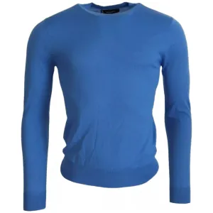 Dsquared² Blue Wool Long Sleeves Crewneck Pullover Sweater