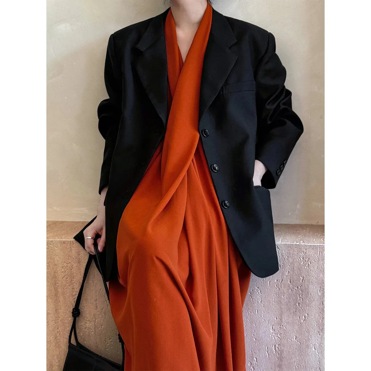 Flytonn-Fall Outfits Women Korean Brown Oversized Blazer Long Sleeved Jacket for Women 2024 Autumn High-end Coat