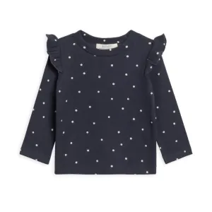 Gaby Organic Ribbed Ruffle Long Sleeve Toddler Top - Mini Polka