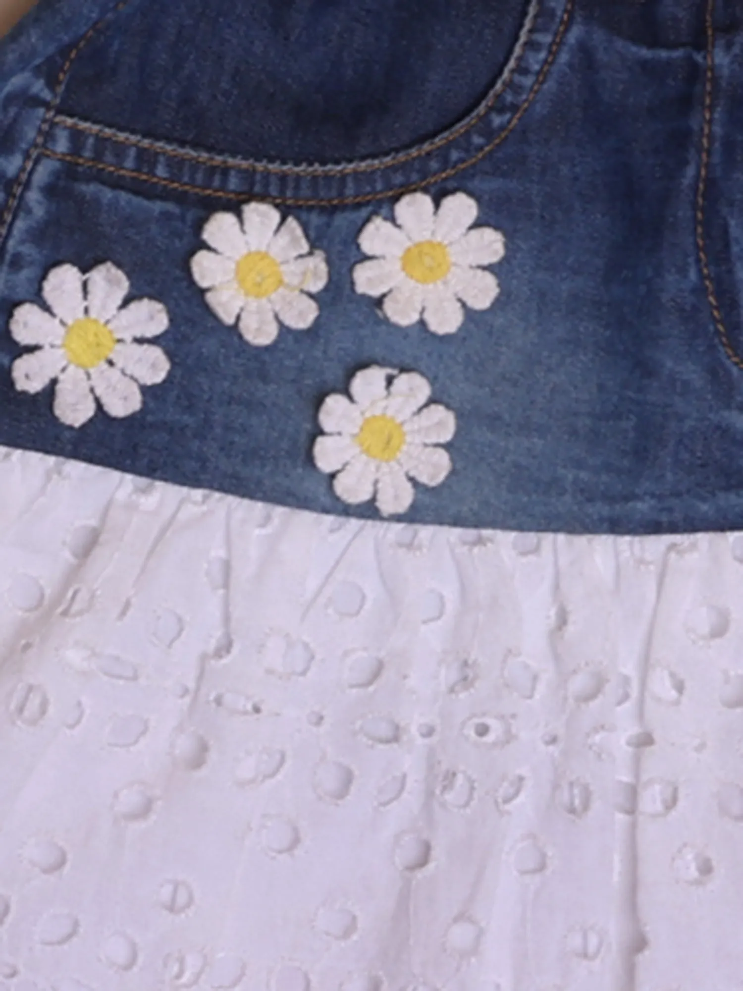 Girls denim schiffli skirt