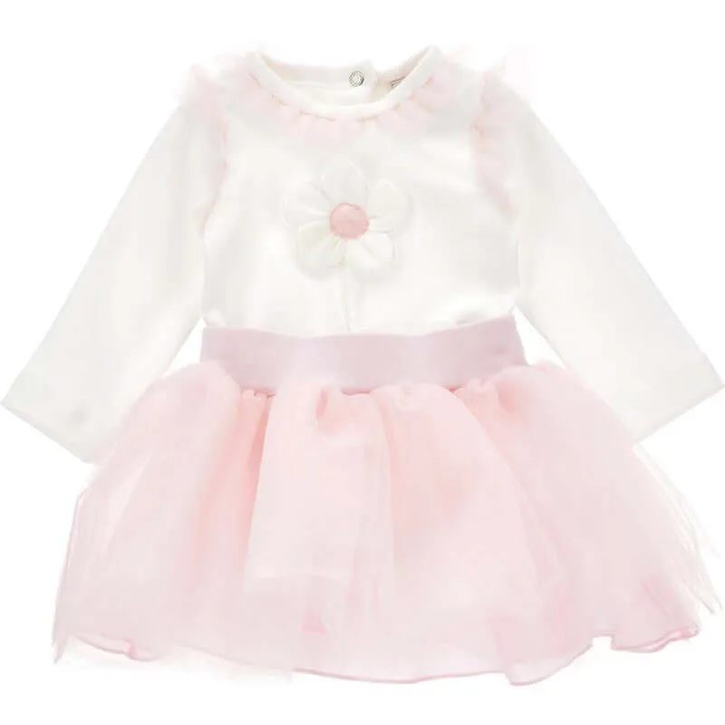 Girls Pink Flower Skirt Set