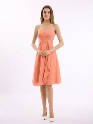 Knee Length Chiffon Dress with Sweetheart Neck-Sunset Plus Size