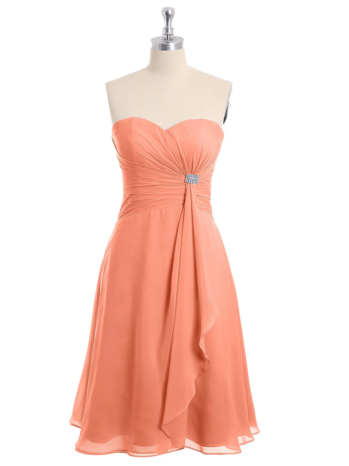 Knee Length Chiffon Dress with Sweetheart Neck-Sunset Plus Size