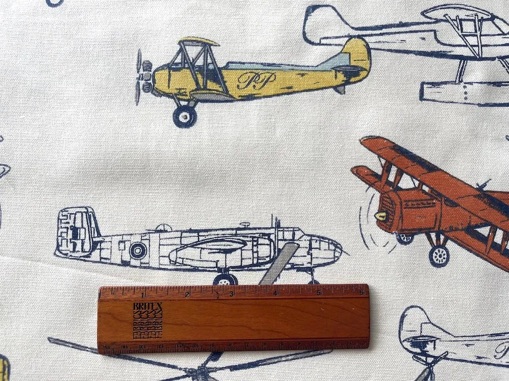 Lighter-Weight Vintage Propeller Planes & Helicopters on Natural Cotton Canvas (Made in USA)