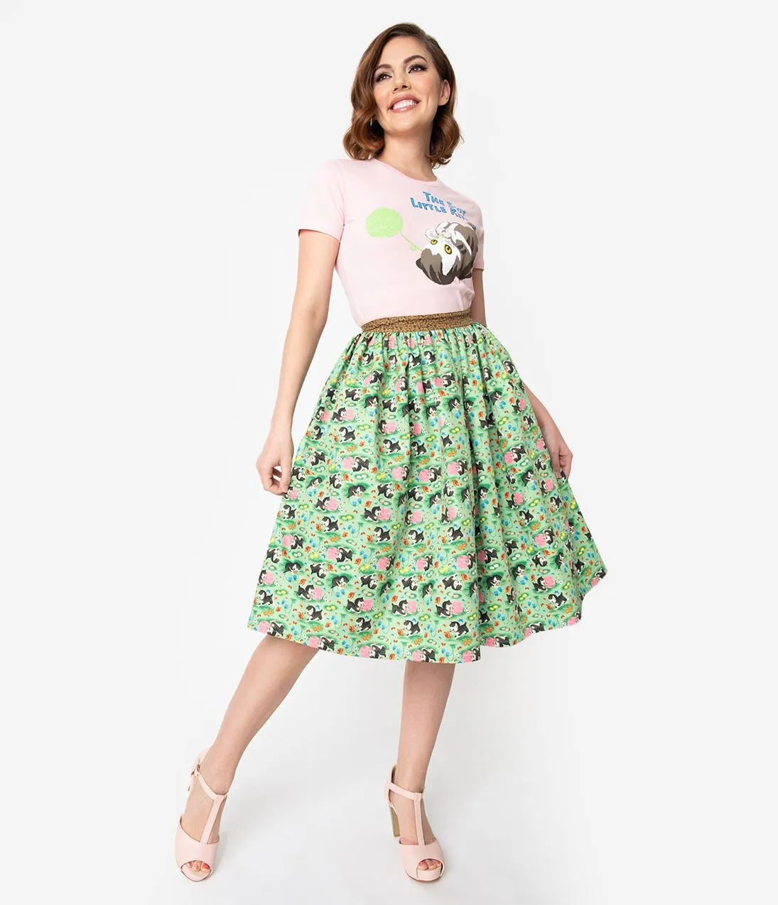 Little Golden Books x Unique Vintage Shy Little Kitten Swing Skirt