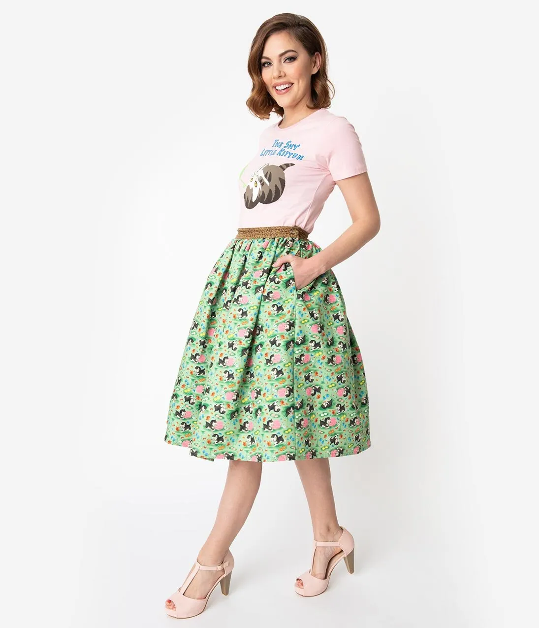 Little Golden Books x Unique Vintage Shy Little Kitten Swing Skirt