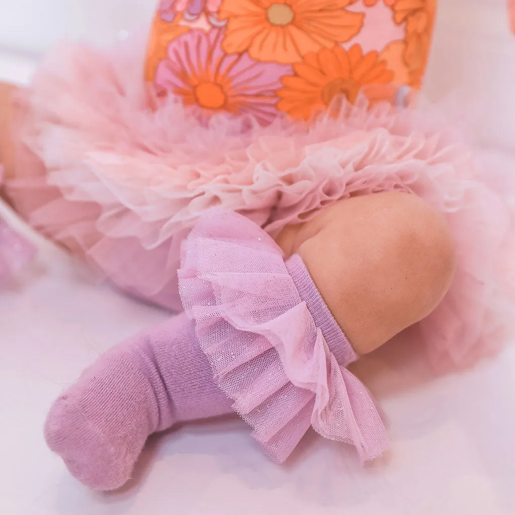 Lovely Lavender Tulle Ruffle Knee High Socks