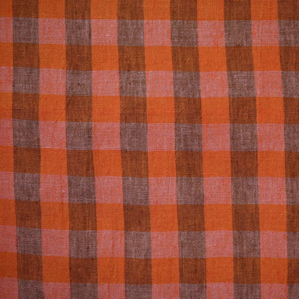 Merchant & Mills Saltwater Taffy Single Border Plaid Soft Washed Linen Rust/Mulit