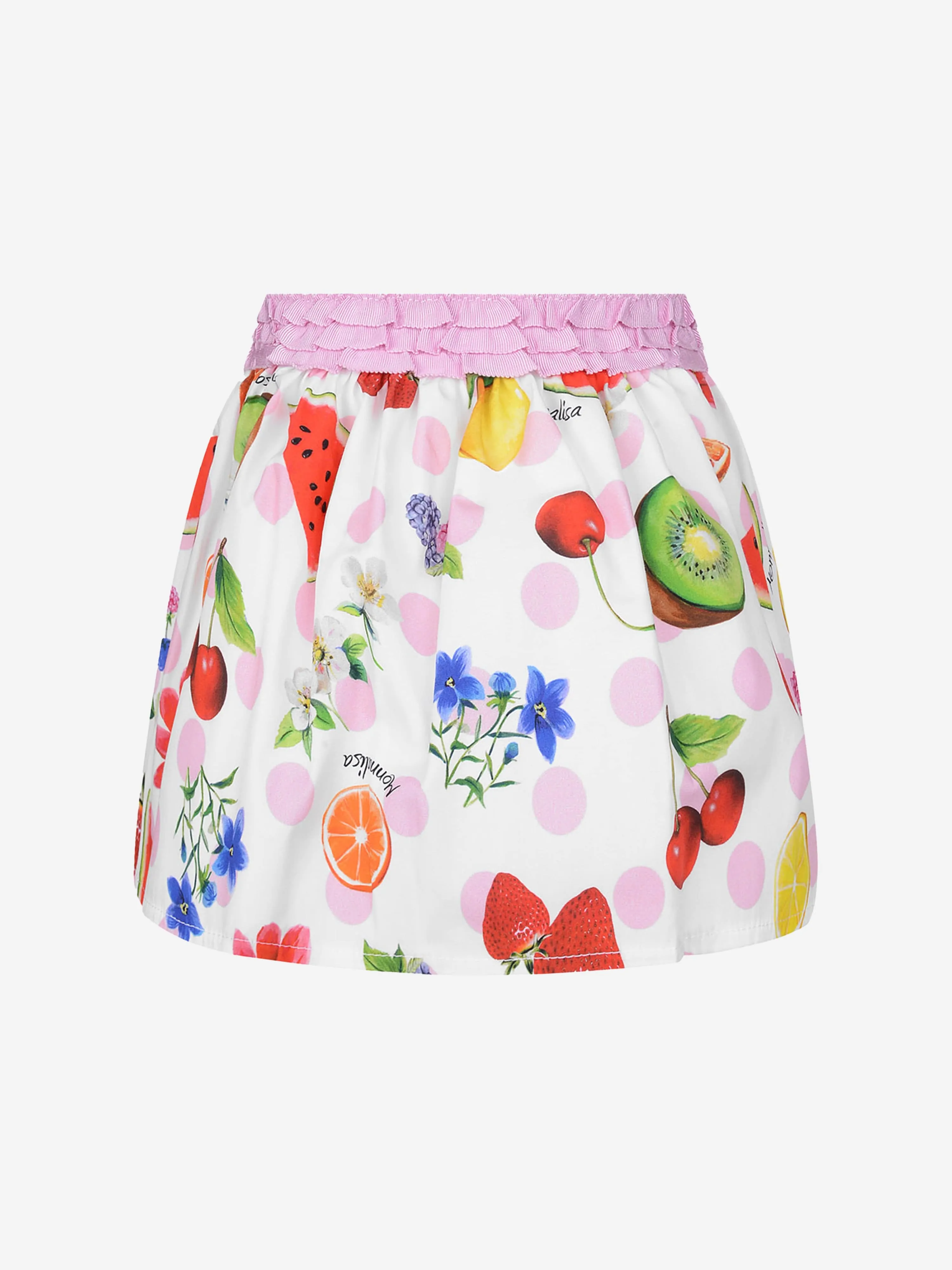 Monnalisa Baby Girls Skirt - Cotton Summer Fruits Skirt