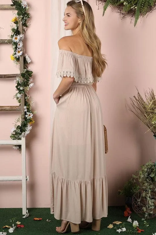 Off The Shoulder Flowy Maxi Dress