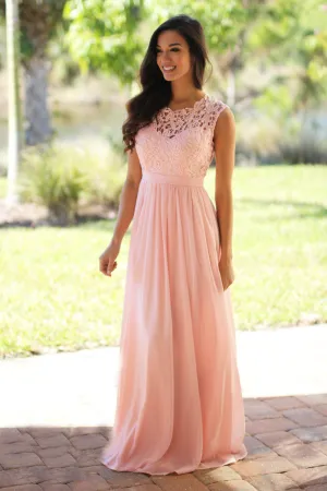 Pink Crochet Maxi Dress with Tulle Back