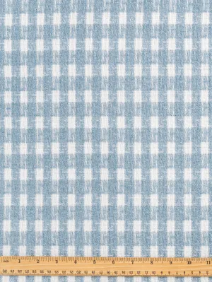 Plaid Wool Coating Deadstock - Light Blue   White - Swatch