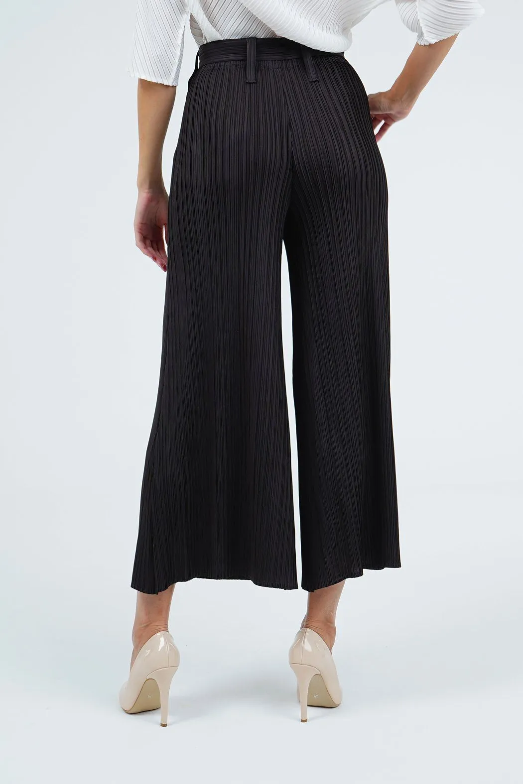 Prisca Wide-Leg Pants With Pleated Belt