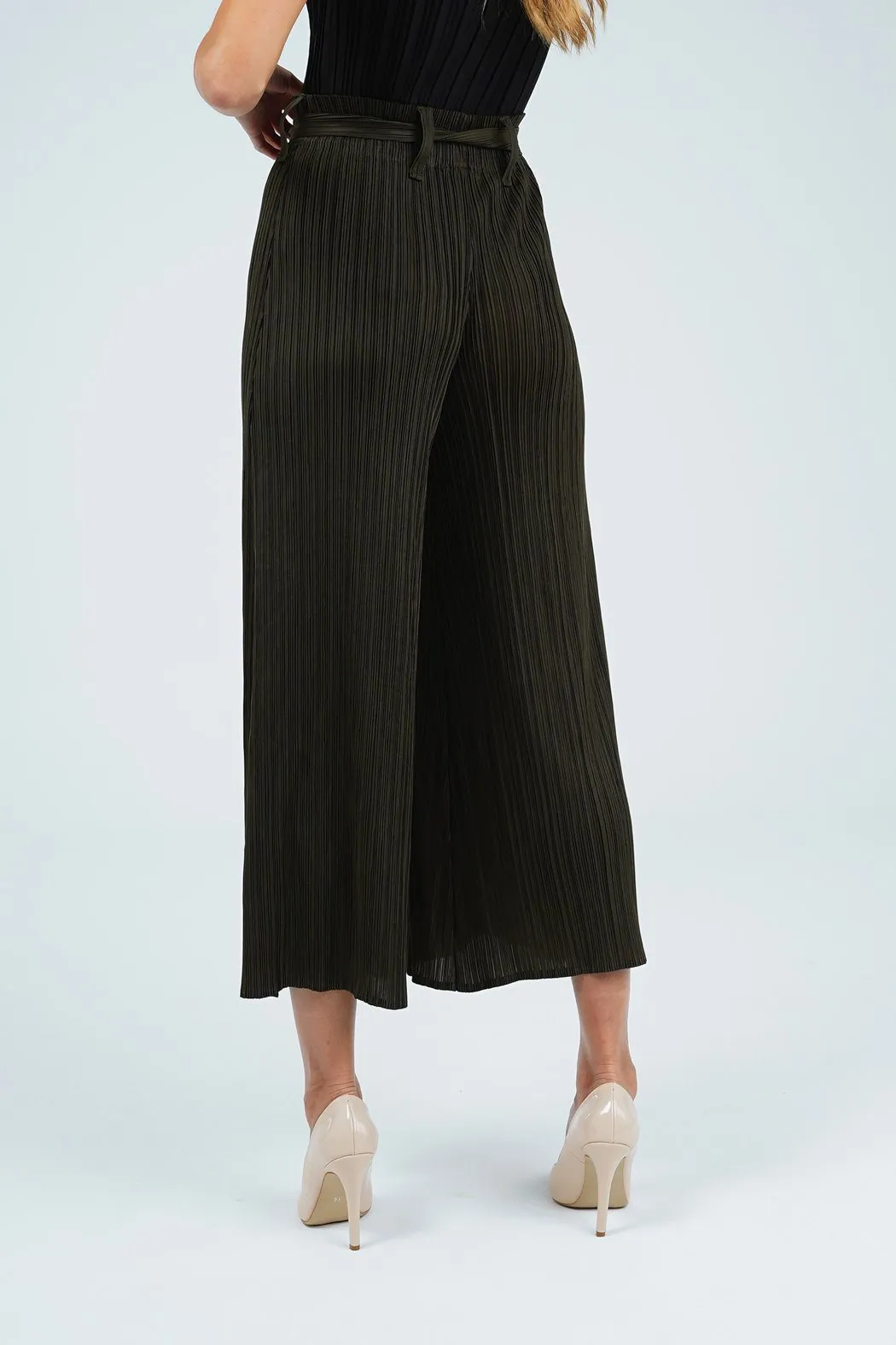 Prisca Wide-Leg Pants With Pleated Belt