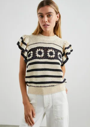 Rails Penelope Top - Oat Navy Crochet Stripe