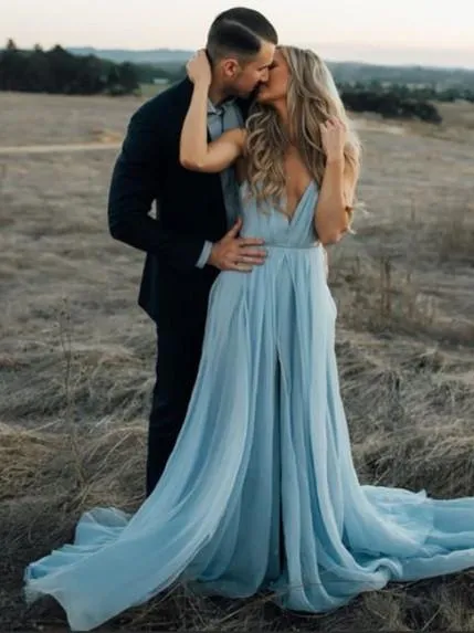 Simple Long Flowy Chiffon Prom Dress