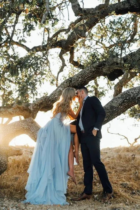 Simple Long Flowy Chiffon Prom Dress