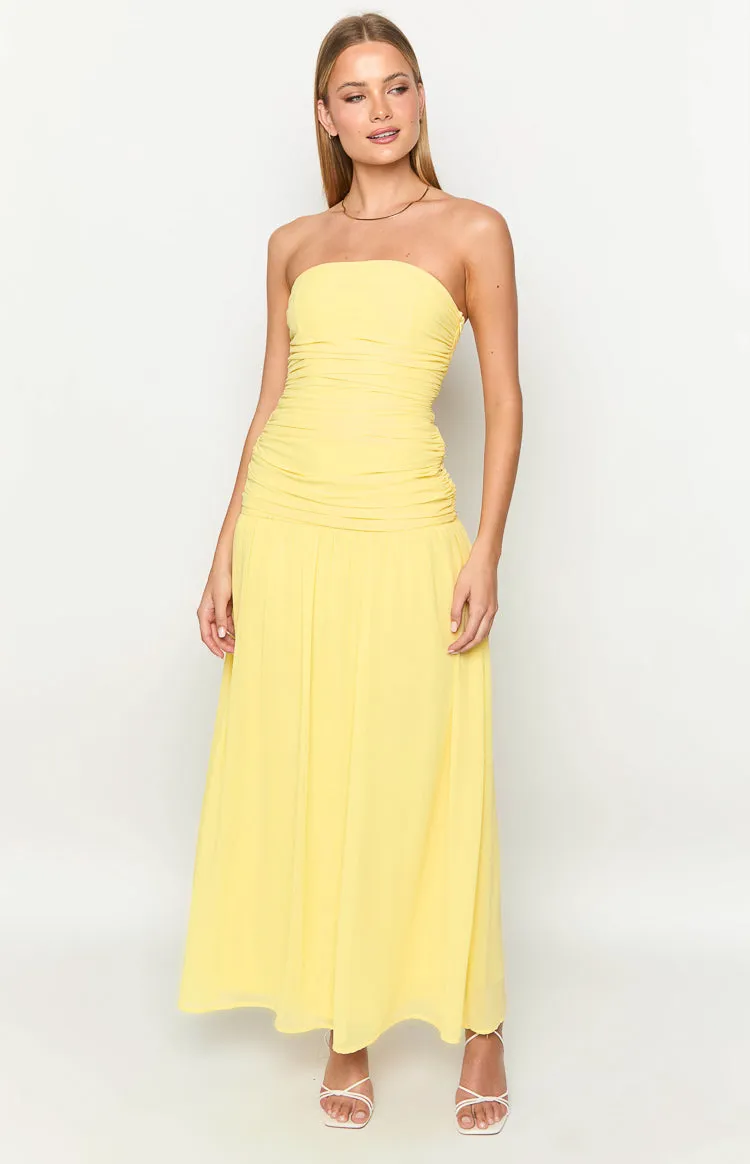 Sinclair Yellow Strapless Maxi Dress