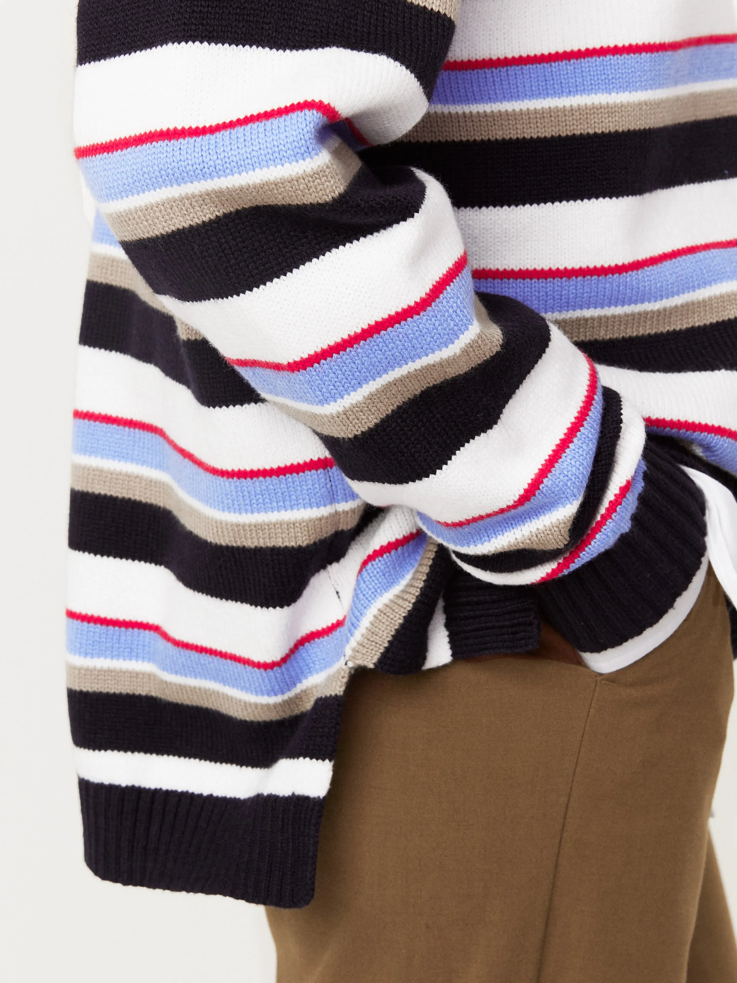 The Striped Crewneck Sweater in Peony Blue