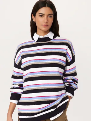 The Striped Crewneck Sweater in Peony Blue