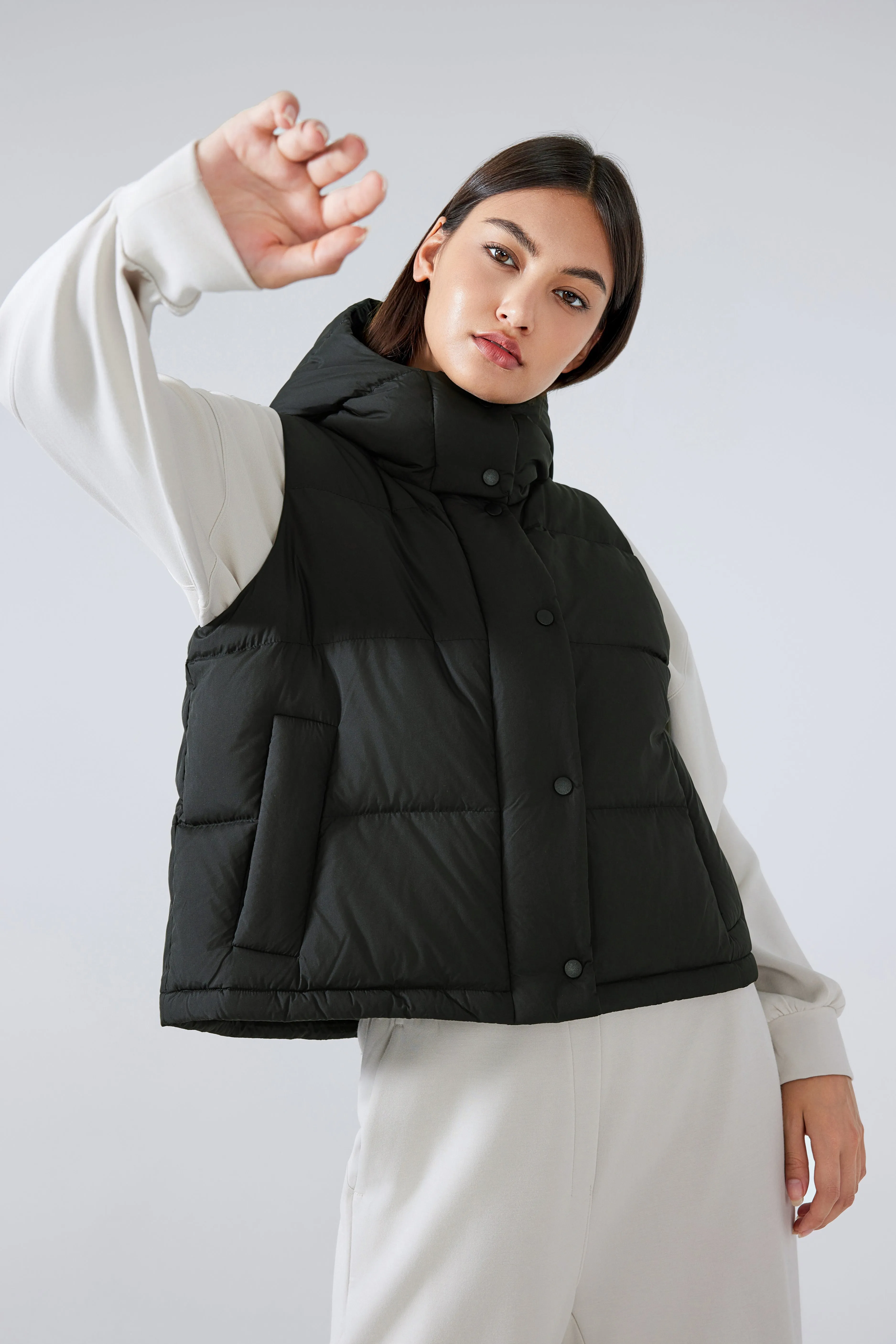 Waterproof, Windproof, Sun Protection Motion Puffer Vest With Removable Hood & Hidden Pockets