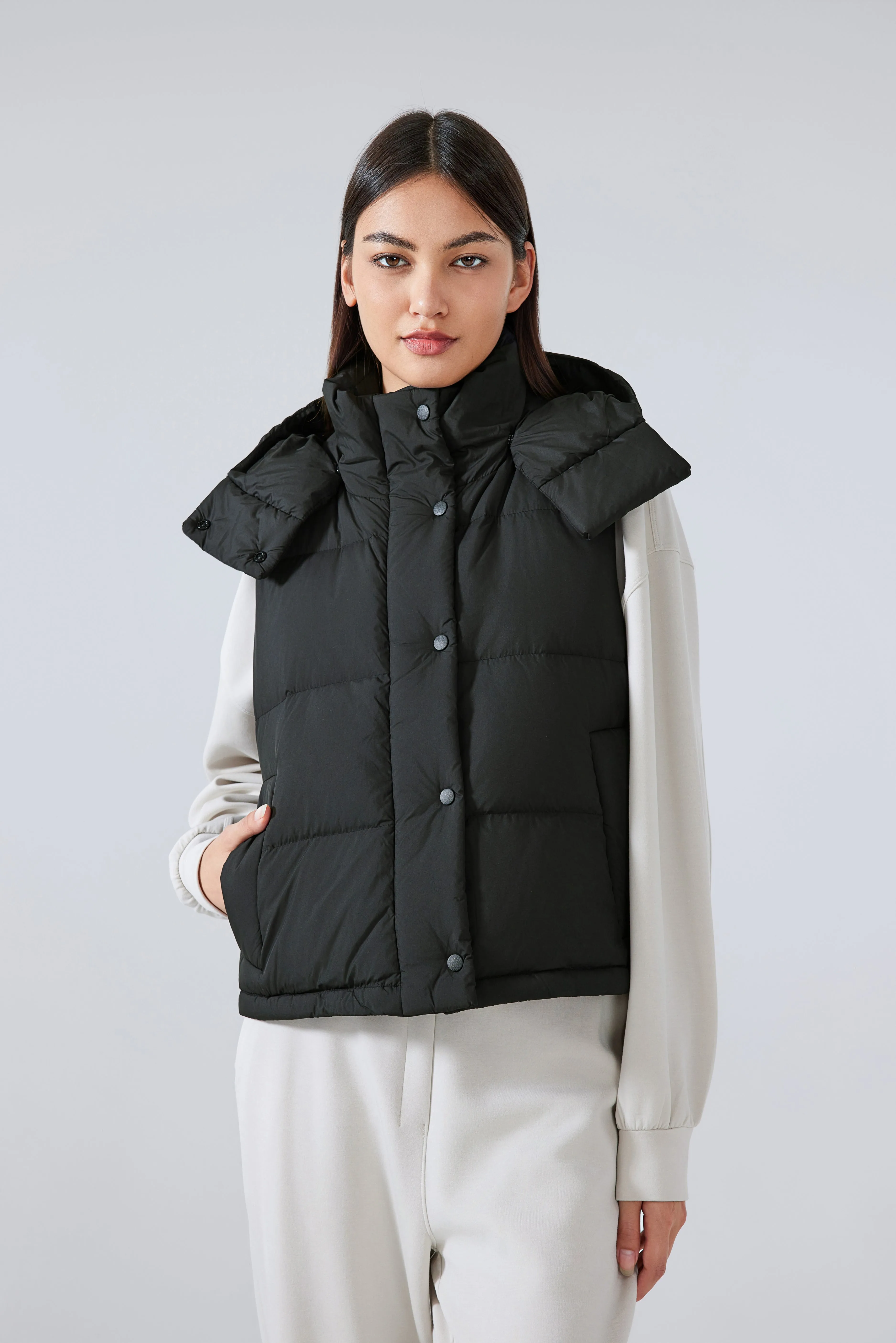 Waterproof, Windproof, Sun Protection Motion Puffer Vest With Removable Hood & Hidden Pockets