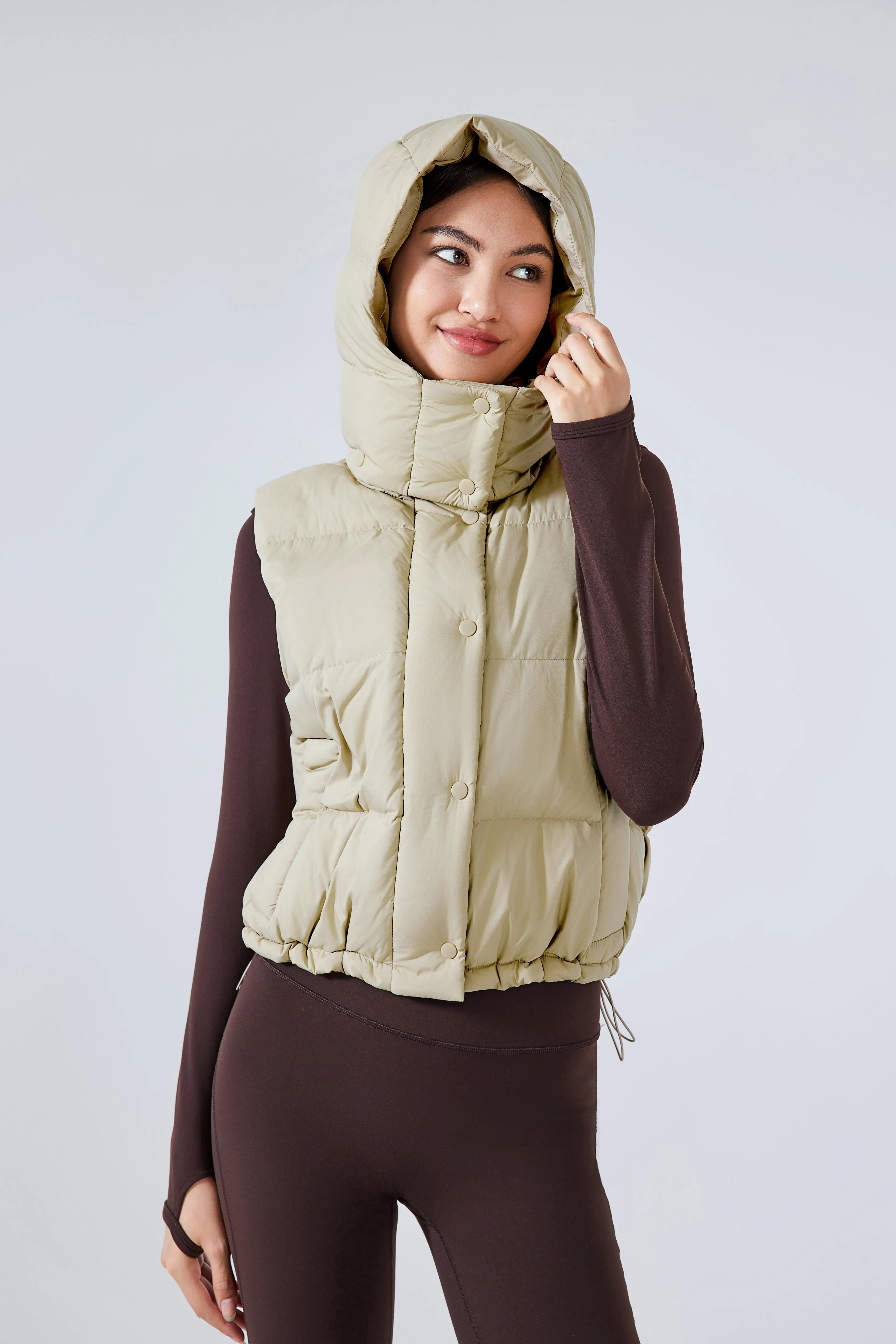 Waterproof, Windproof, Sun Protection Motion Puffer Vest With Removable Hood & Hidden Pockets