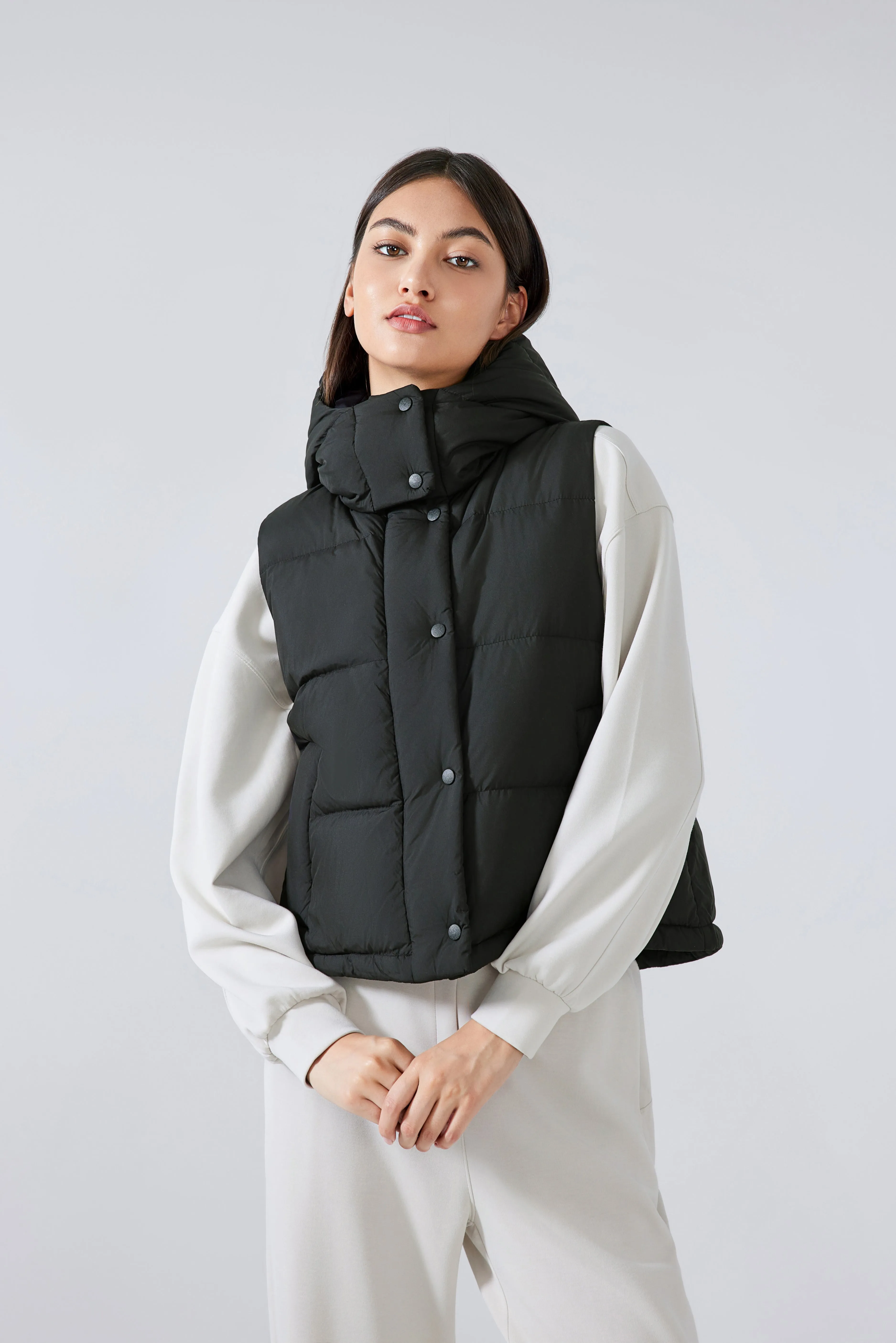 Waterproof, Windproof, Sun Protection Motion Puffer Vest With Removable Hood & Hidden Pockets