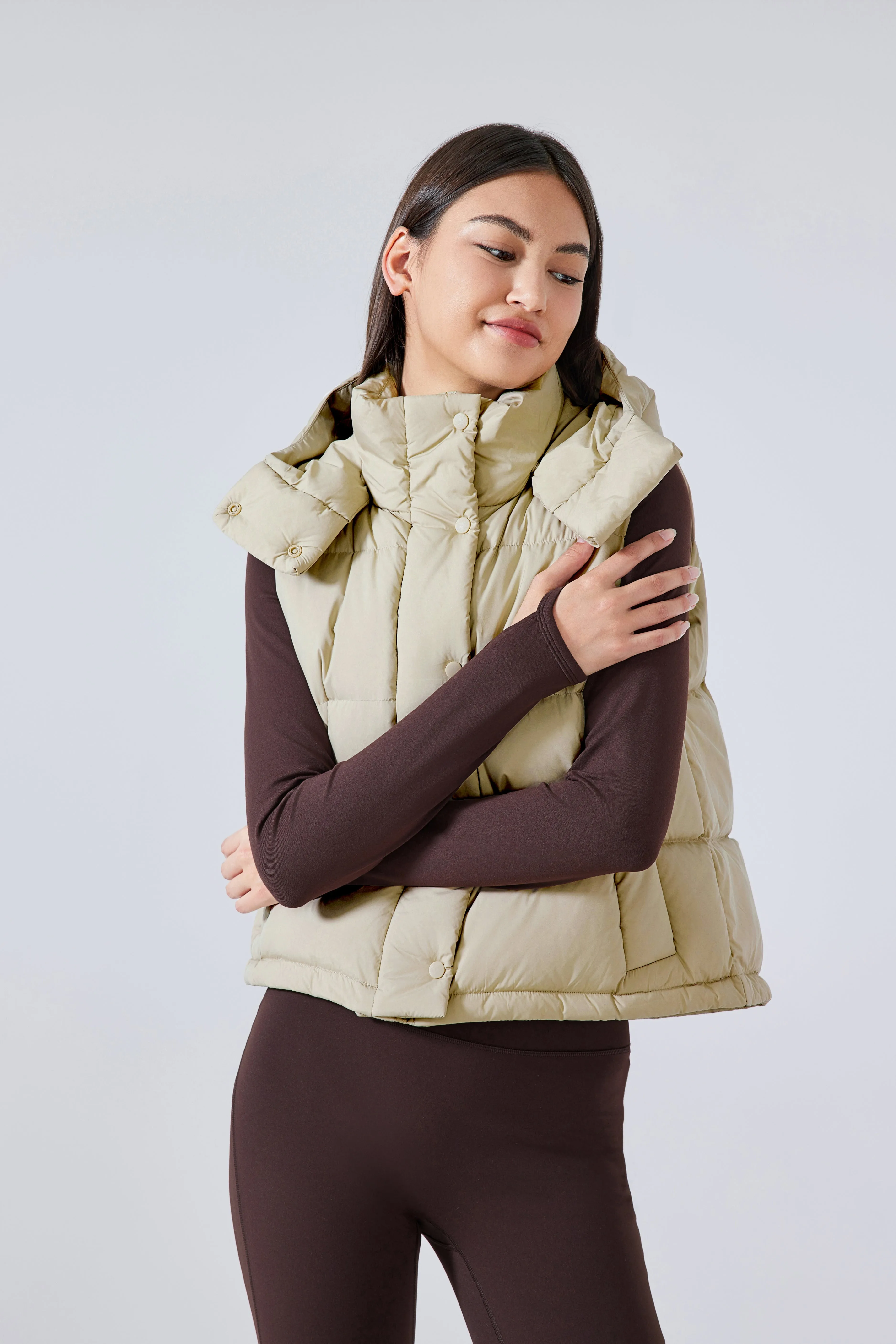 Waterproof, Windproof, Sun Protection Motion Puffer Vest With Removable Hood & Hidden Pockets