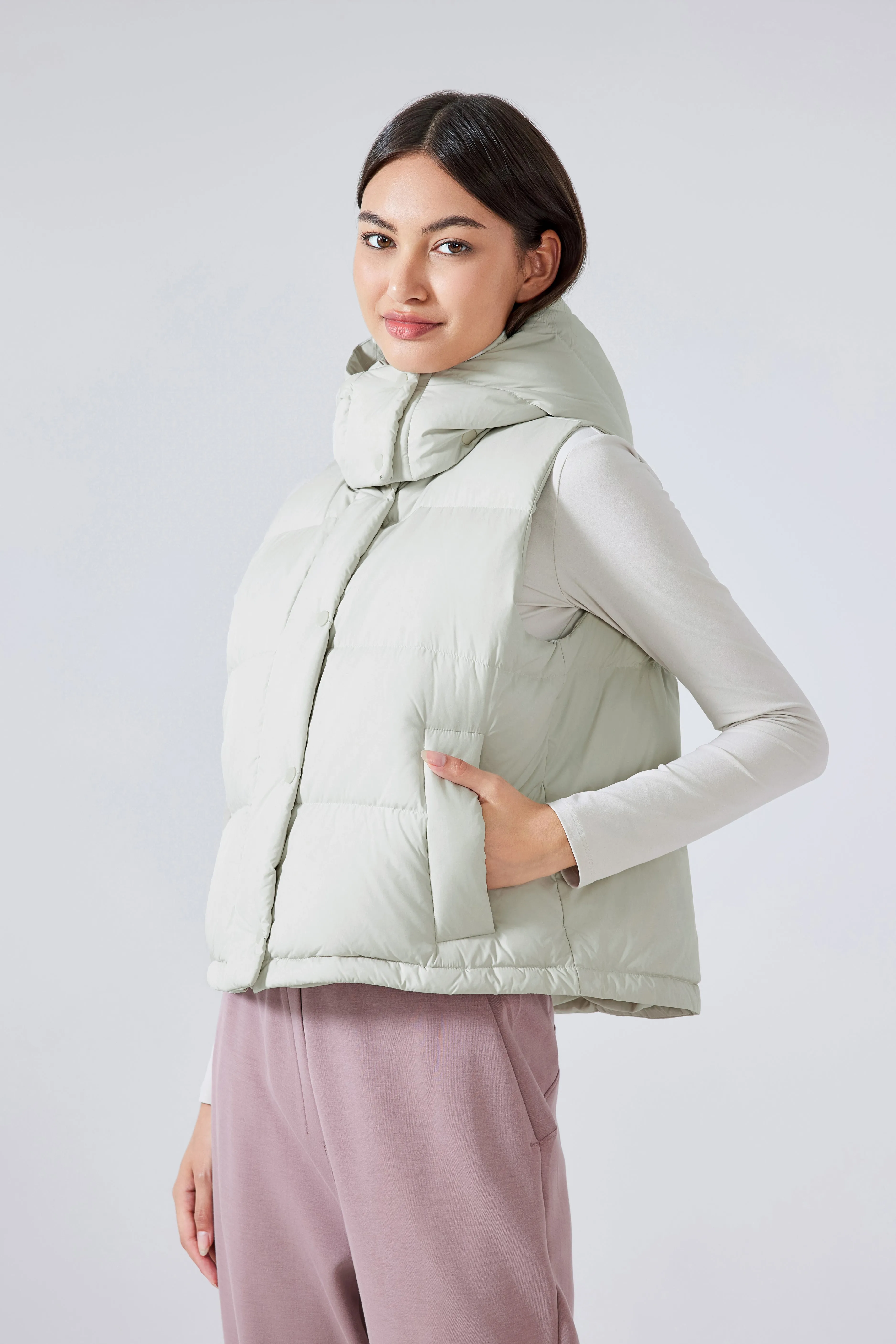 Waterproof, Windproof, Sun Protection Motion Puffer Vest With Removable Hood & Hidden Pockets