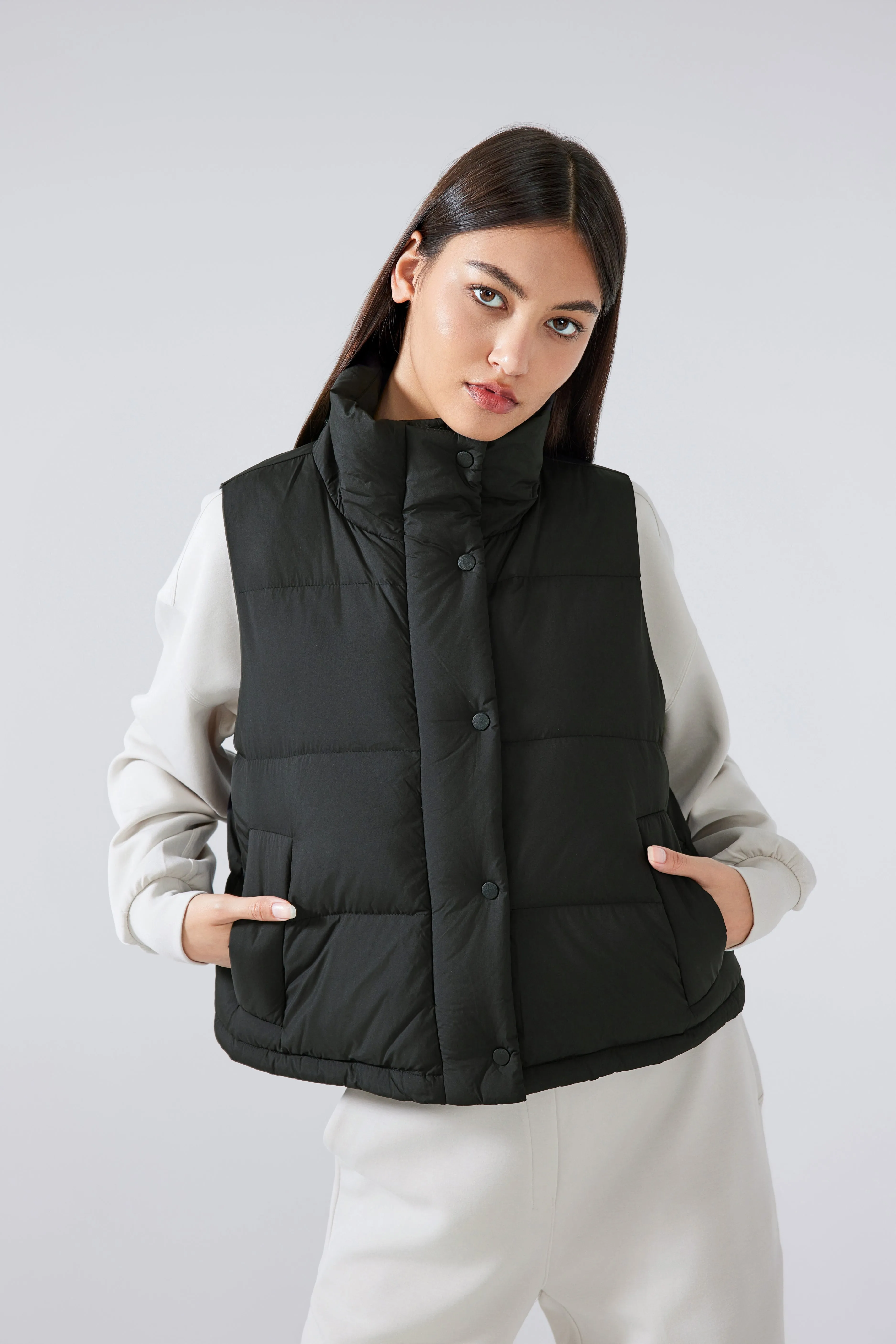 Waterproof, Windproof, Sun Protection Motion Puffer Vest With Removable Hood & Hidden Pockets